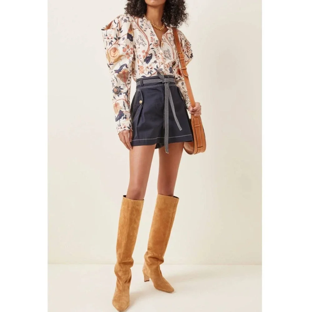 Ulla Johnson Harriet Long Sleeve Blouse in Daisy Women's Size 00 Cream Floral